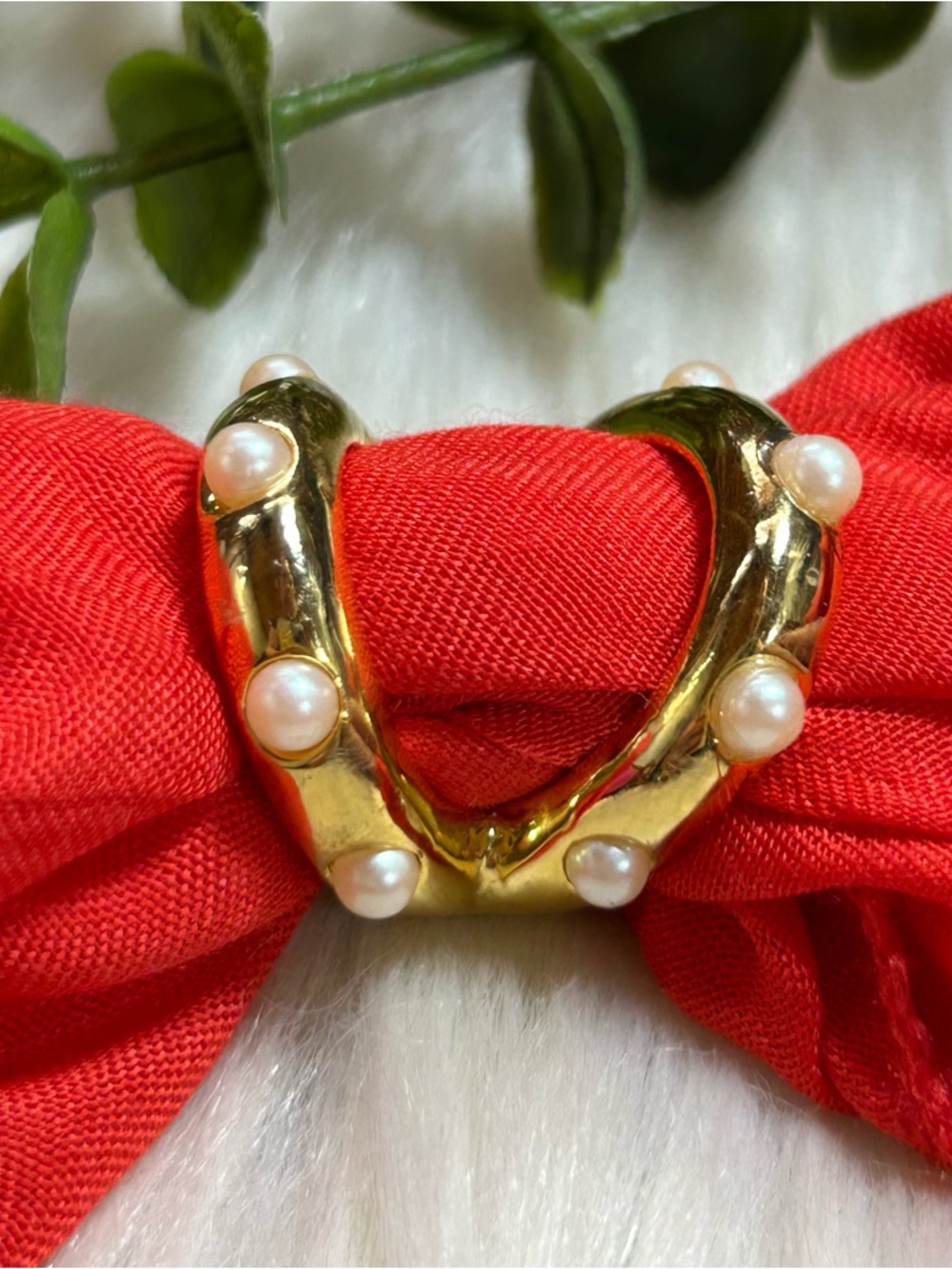Faux Pearl gold tone Scarf Ring